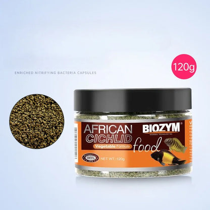 Aquarium Tropical Fish Food Fish Feed African Cichlids Vege Formula Food Creophagy Formula Food 120G