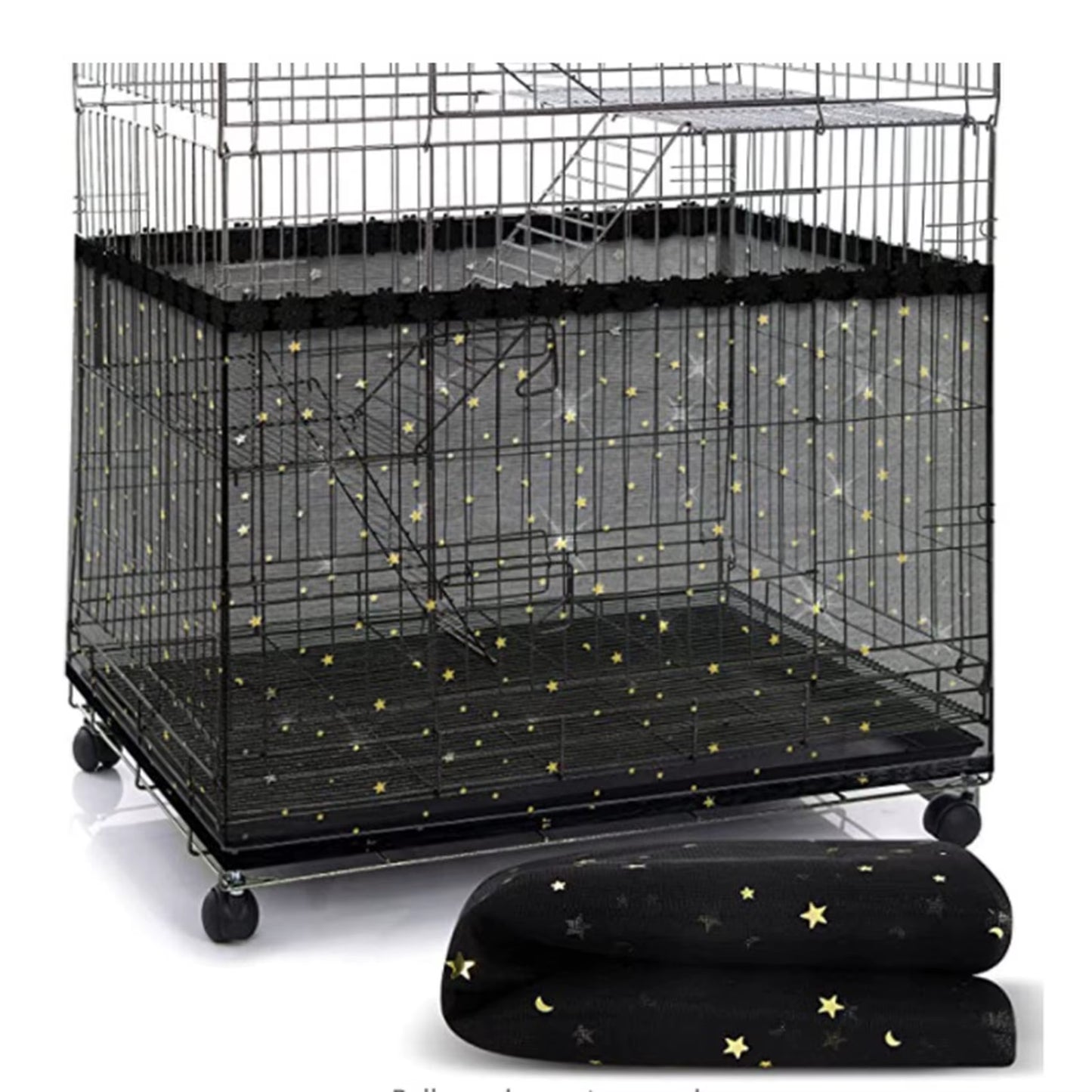 Bird Cage Cover Dustproof Birdseed Net Seed Catcher Nylon Mesh Birdseed Net Guard for Bird Cage Stars /Solid Color