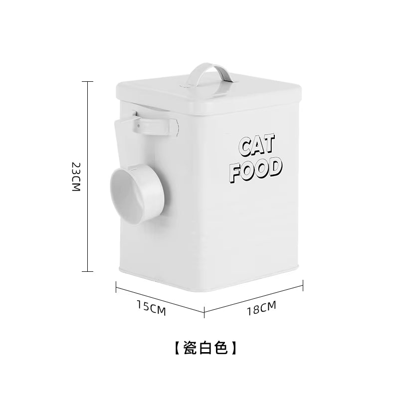 High-Value Pet Food Storage Bucket Cat Food Storage Bucket Dog Food Bucket Moisture-Proof Sealed Wrought Iron Grain Storage Box
