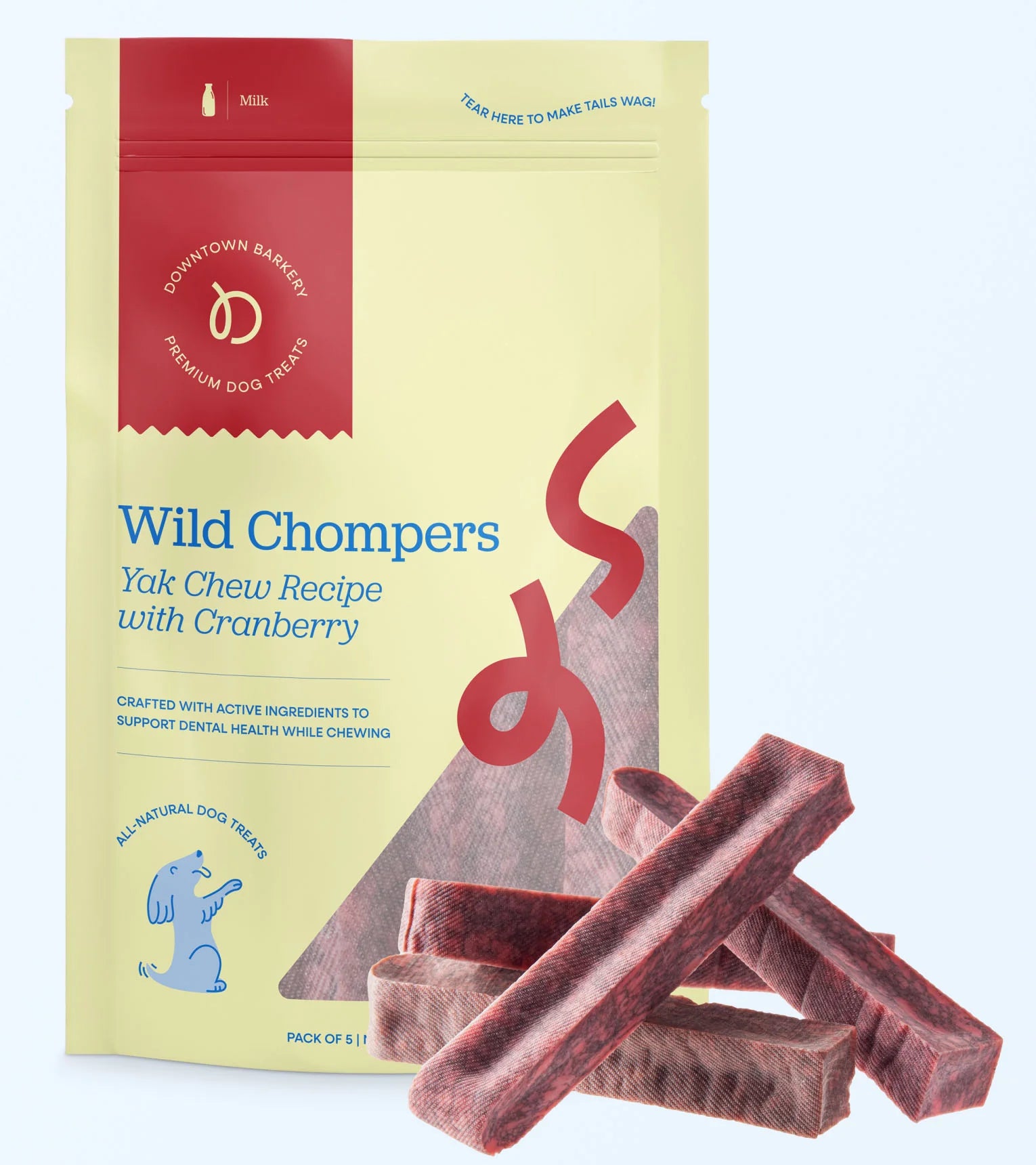 Long Lasting Dental Yak Chews - Cranberry and Blueberry Yak Chews for Dogs
