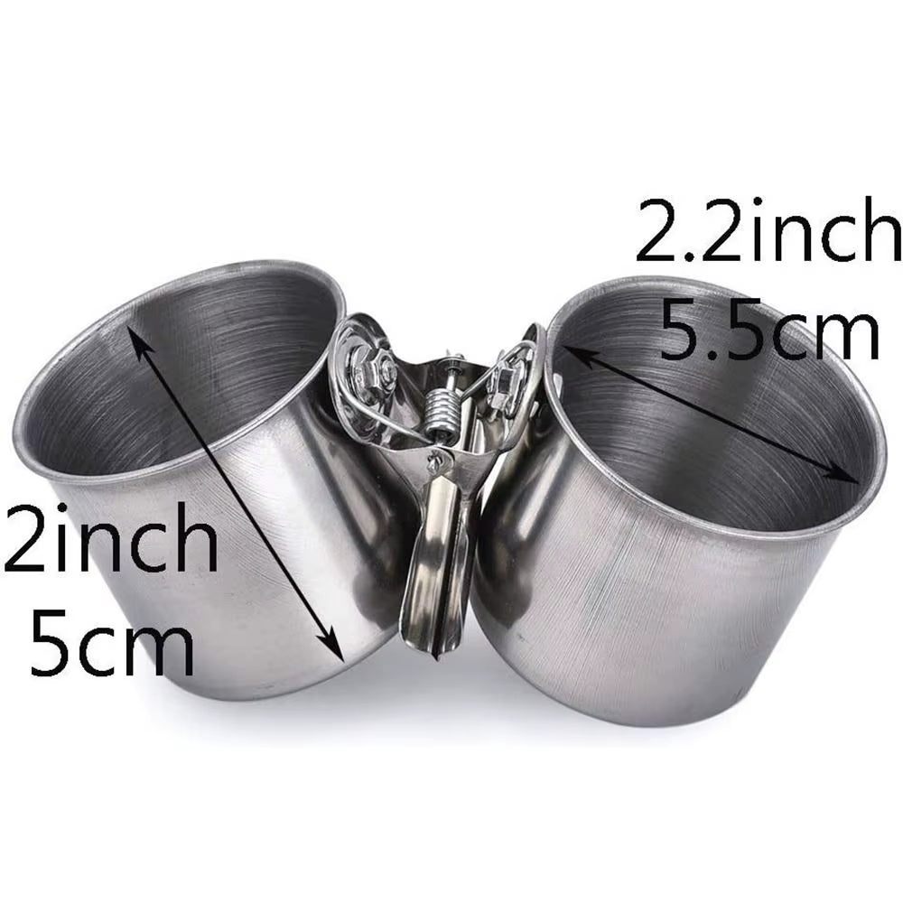 Bird Food Cup Stainless Steel Birds Parrot Feeder round Aviary Pet Food Water Feeding Bowl