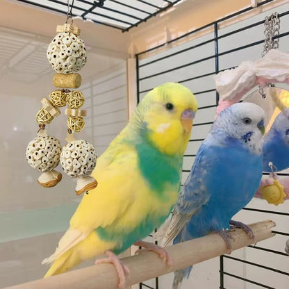 Bird Chew Toys Hang Natural Wooden Parrot Chewing Foraging Toys Bite Hang Toys Bird Cage Accessories for Parrots Cockatiel