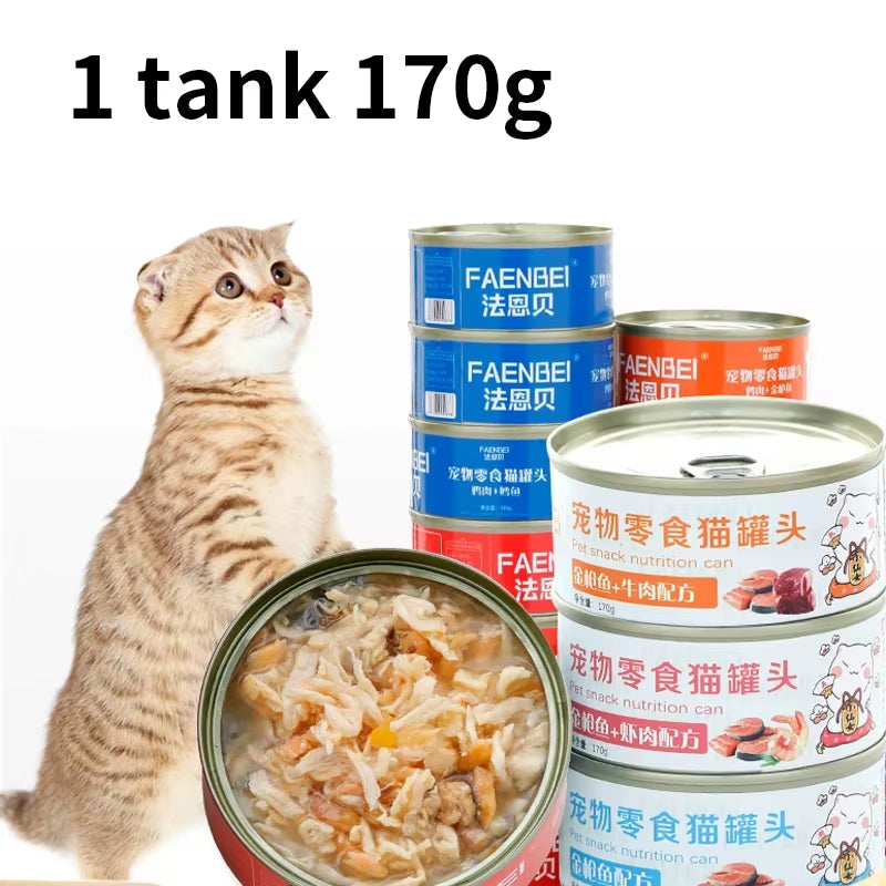 Cat Can Staple Food Can 170G Pet Cat Snack Tuna Kitten Adult Cat Nutritious Wet Food