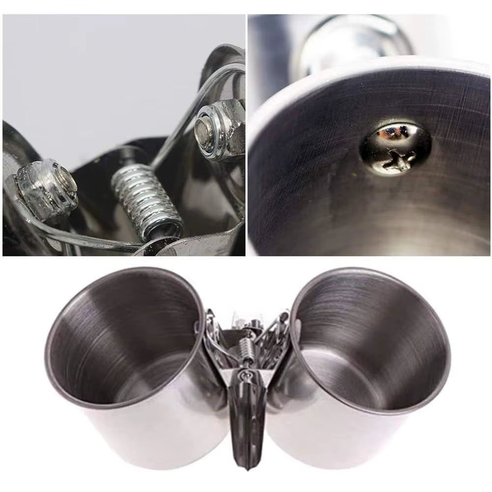 Bird Food Cup Stainless Steel Birds Parrot Feeder round Aviary Pet Food Water Feeding Bowl