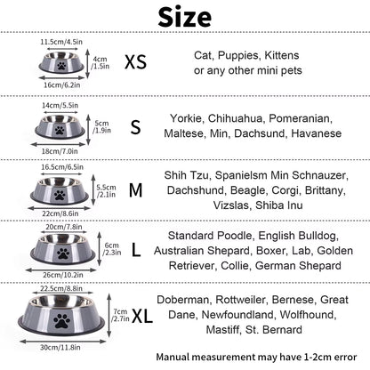 1PC Stainless Steel Pet Bowl Cat Bowl Dog Food Bowl Multi-Specification Anti-Fall Food Bowl Food Bowl Feeding Pet Supplies