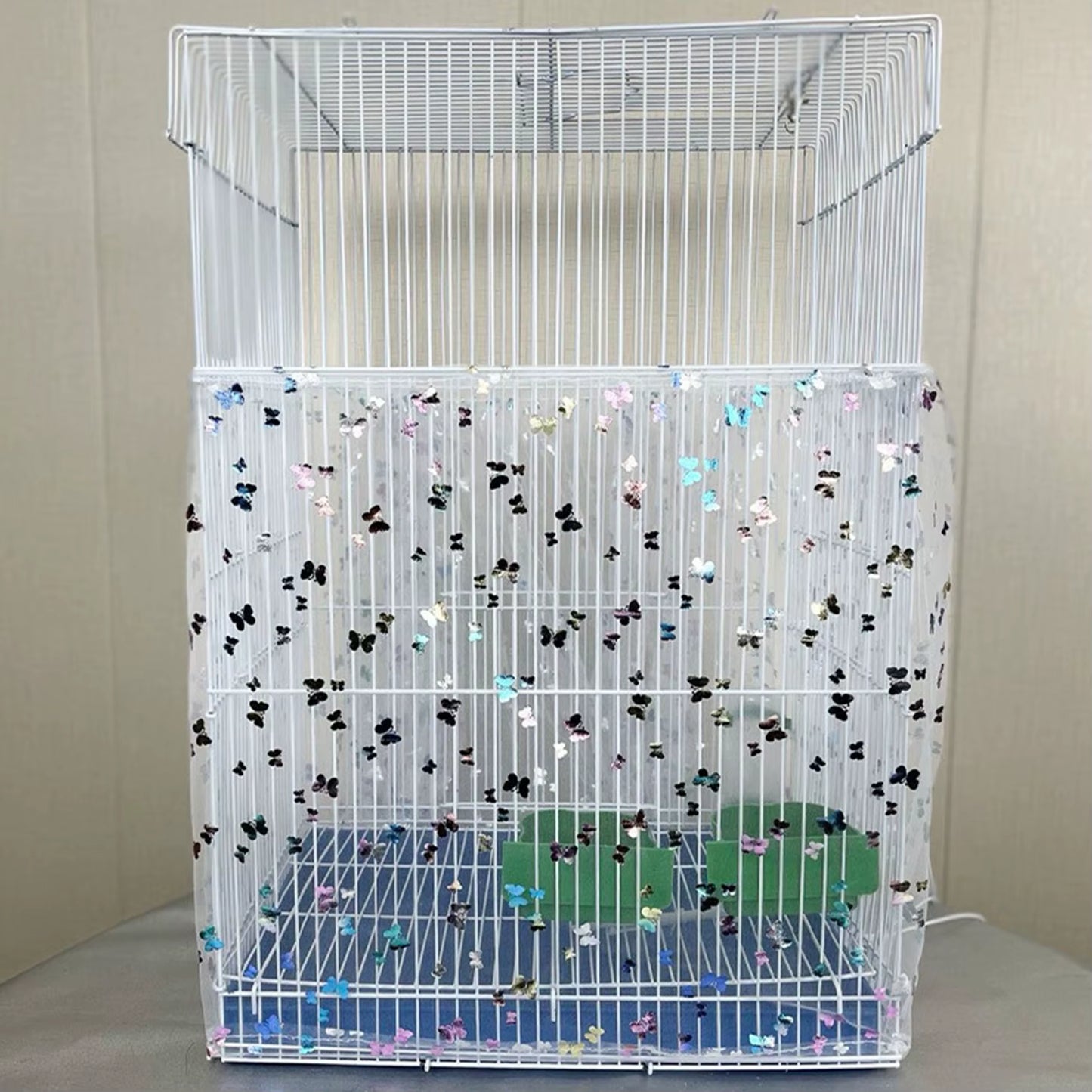 Bird Cage Cover Dustproof Birdseed Net Seed Catcher Nylon Mesh Birdseed Net Guard for Bird Cage Stars /Solid Color