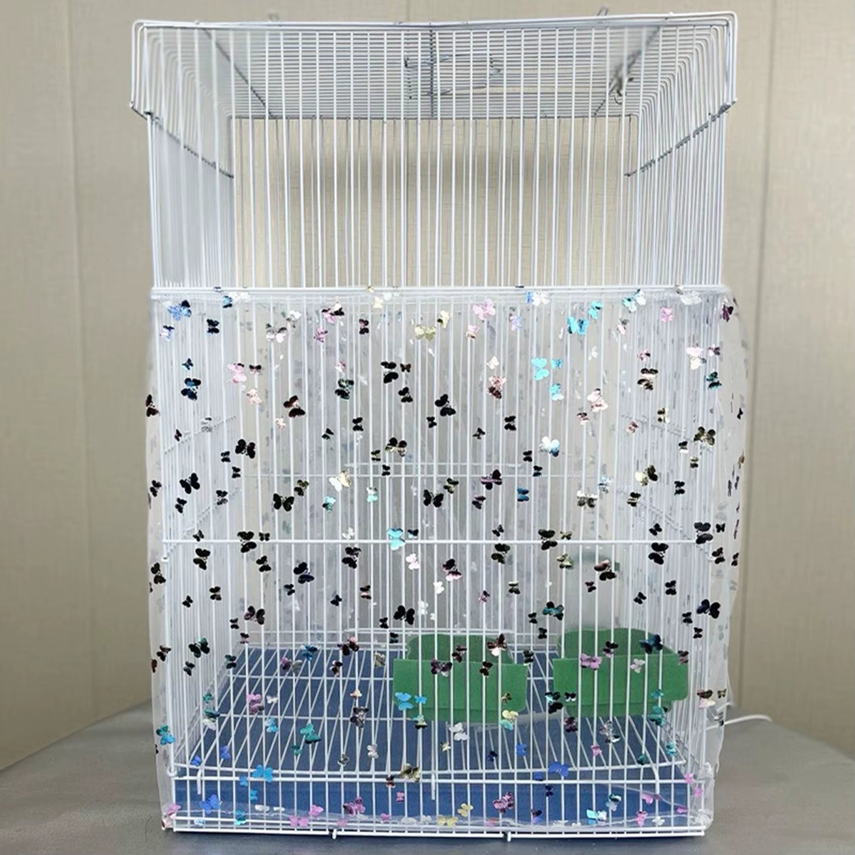 Bird Cage Cover Dustproof Birdseed Net Seed Catcher Nylon Mesh Birdseed Net Guard for Bird Cage Stars /Solid Color