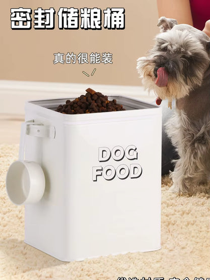 High-Value Pet Food Storage Bucket Cat Food Storage Bucket Dog Food Bucket Moisture-Proof Sealed Wrought Iron Grain Storage Box