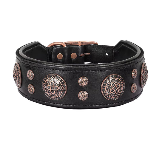 Real Leather Dog Collar Cool Spiked Studded Pet Collars Genuine Leather Medium Large Dogs Collars Necklace Pitbull Bulldog