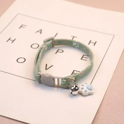 Pet Adjustable Footprint Cat Collar Breakaway Cute Neck Collar with Bell for Small Dogs Puppy Kitten Stuff Things Accessories