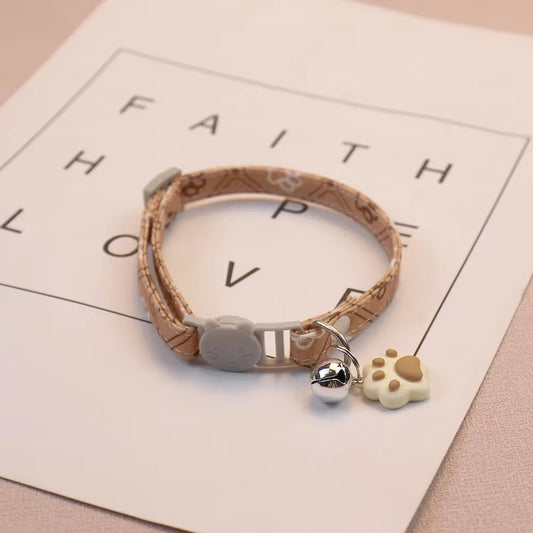 Pet Adjustable Footprint Cat Collar Breakaway Cute Neck Collar with Bell for Small Dogs Puppy Kitten Stuff Things Accessories