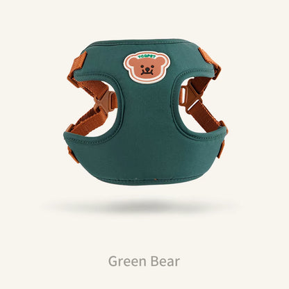 Cute Bear Pet Harness Leash Set Dog Vest Harness Strap Adjustable Breathable Harness for Puppy Cat Dog Supplies