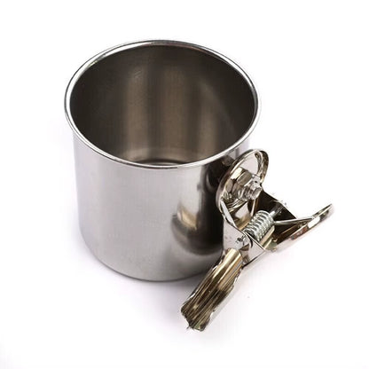 Bird Food Cup Stainless Steel Birds Parrot Feeder round Aviary Pet Food Water Feeding Bowl