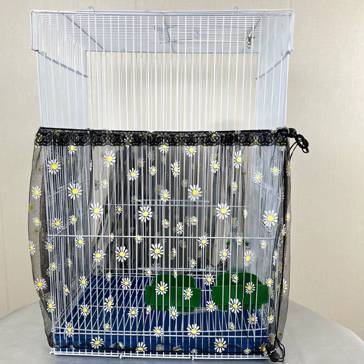 Bird Cage Cover Dustproof Birdseed Net Seed Catcher Nylon Mesh Birdseed Net Guard for Bird Cage Stars /Solid Color