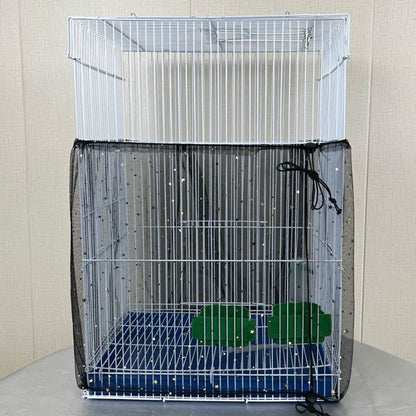 Bird Cage Cover Dustproof Birdseed Net Seed Catcher Nylon Mesh Birdseed Net Guard for Bird Cage Stars /Solid Color