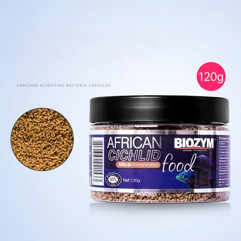 Aquarium Tropical Fish Food Fish Feed African Cichlids Vege Formula Food Creophagy Formula Food 120G