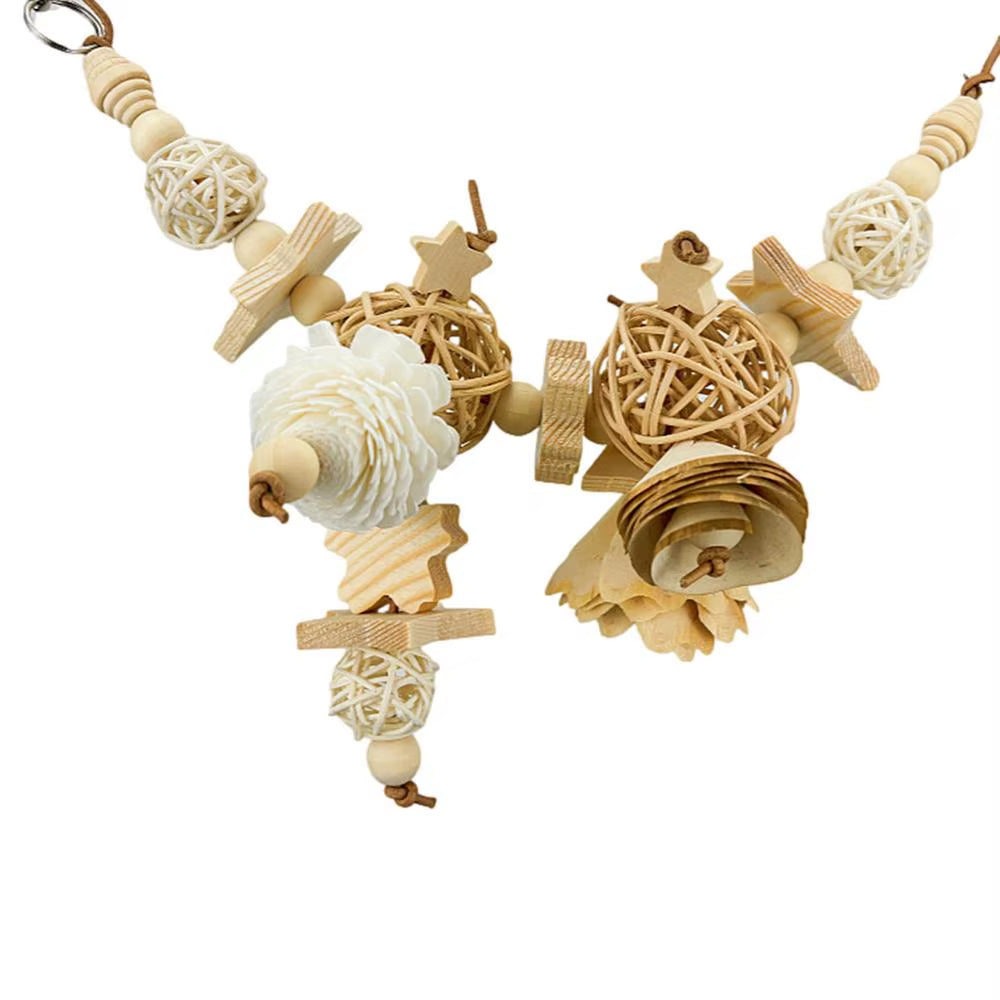 Bird Chew Toys Hang Natural Wooden Parrot Chewing Foraging Toys Bite Hang Toys Bird Cage Accessories for Parrots Cockatiel