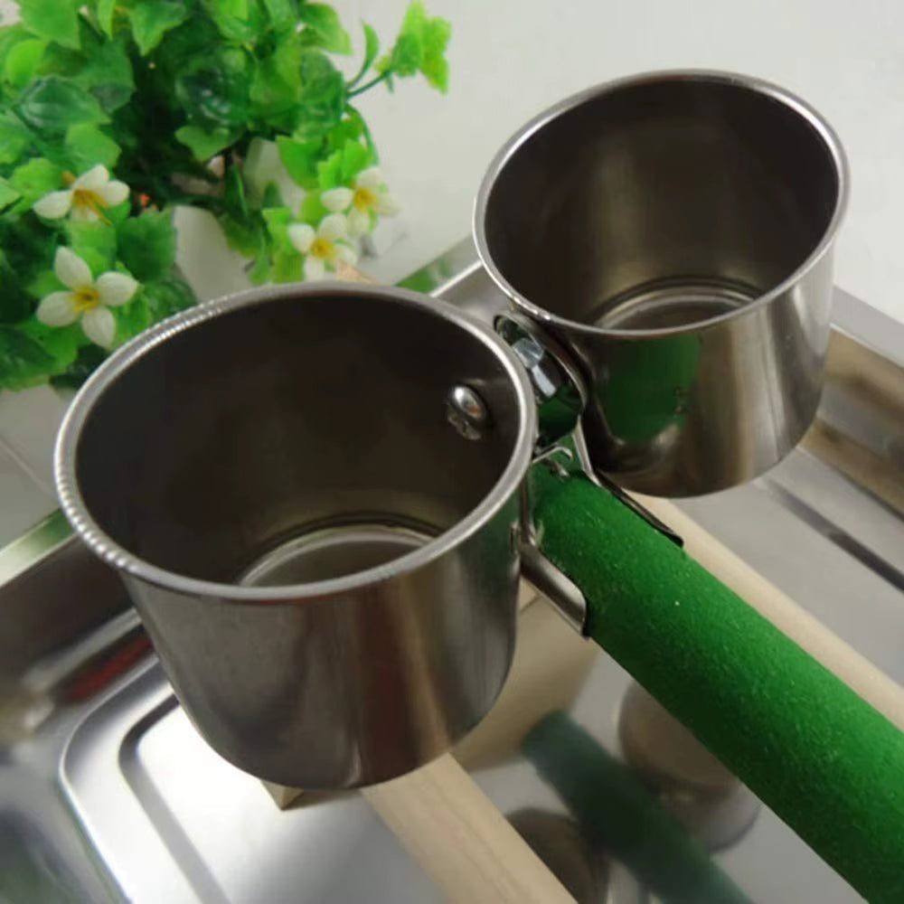 Bird Food Cup Stainless Steel Birds Parrot Feeder round Aviary Pet Food Water Feeding Bowl