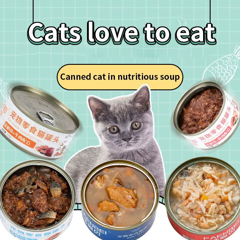Cat Can Staple Food Can 170G Pet Cat Snack Tuna Kitten Adult Cat Nutritious Wet Food