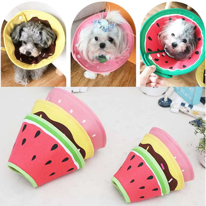 New Arrival Lovely Cartoon Fruit Donut Pet Dog Collar Padded Comfortable Surgery Recovery Adjustable Elizabethan Collars for Dog