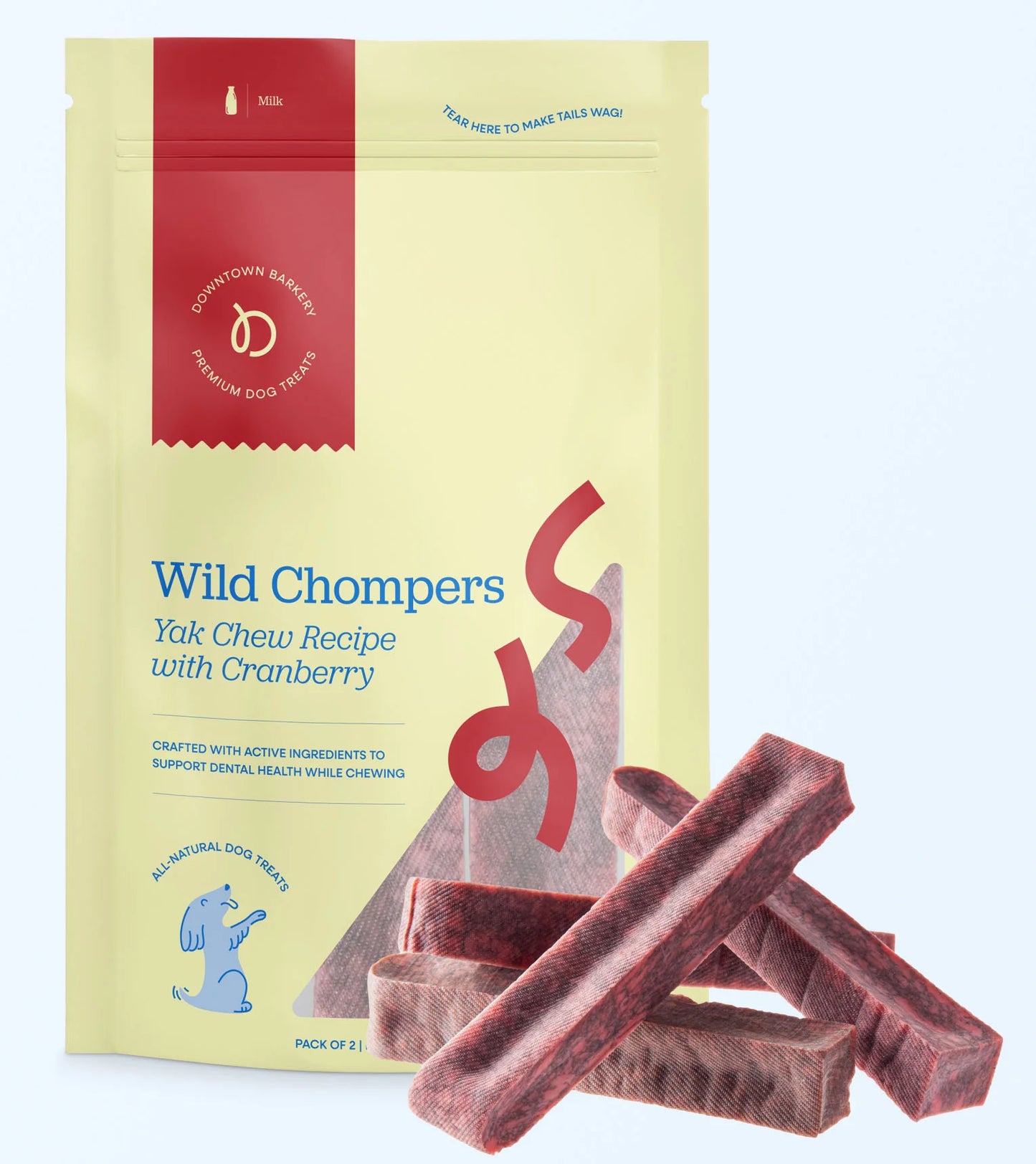 Long Lasting Dental Yak Chews - Cranberry and Blueberry Yak Chews for Dogs