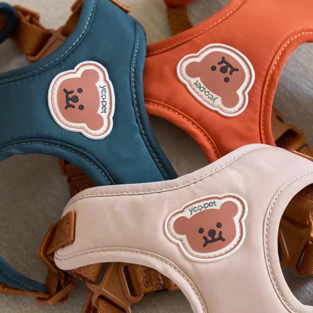 Cute Bear Pet Harness Leash Set Dog Vest Harness Strap Adjustable Breathable Harness for Puppy Cat Dog Supplies